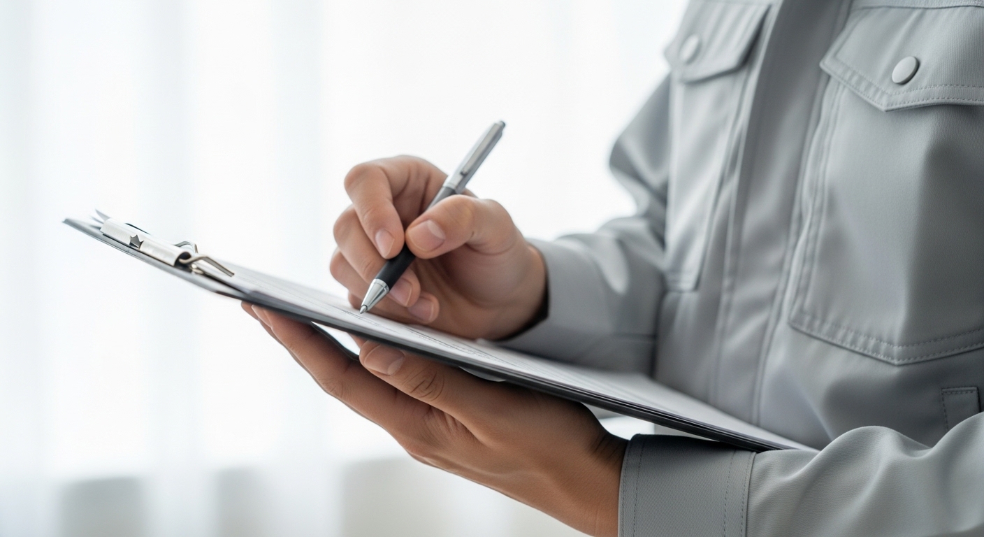 作業員が見積もり書類を作成しています